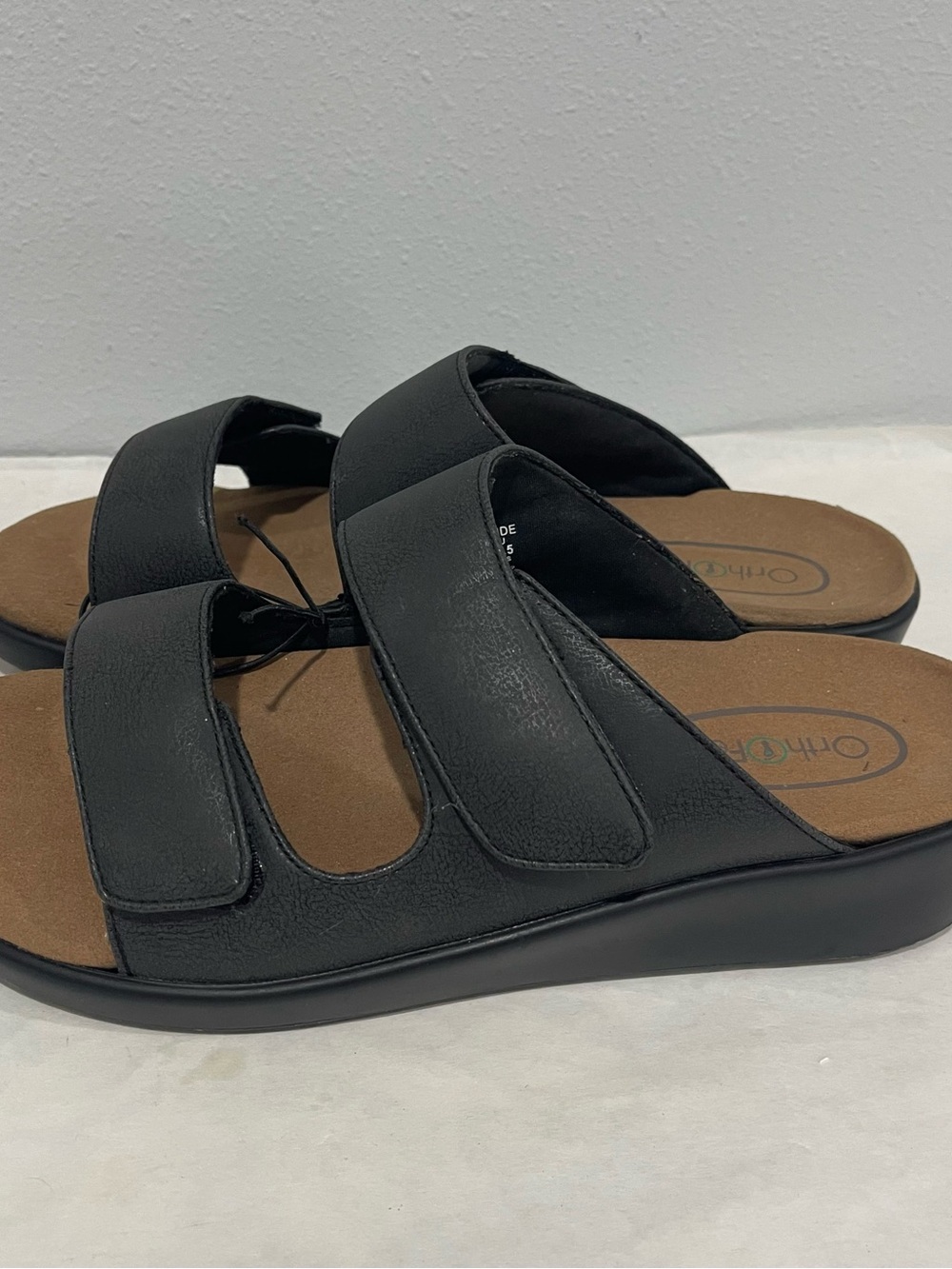 Orthofeet 69051 Women's Sandals Size 9 Wide Black Slide Comfort Orthopedic